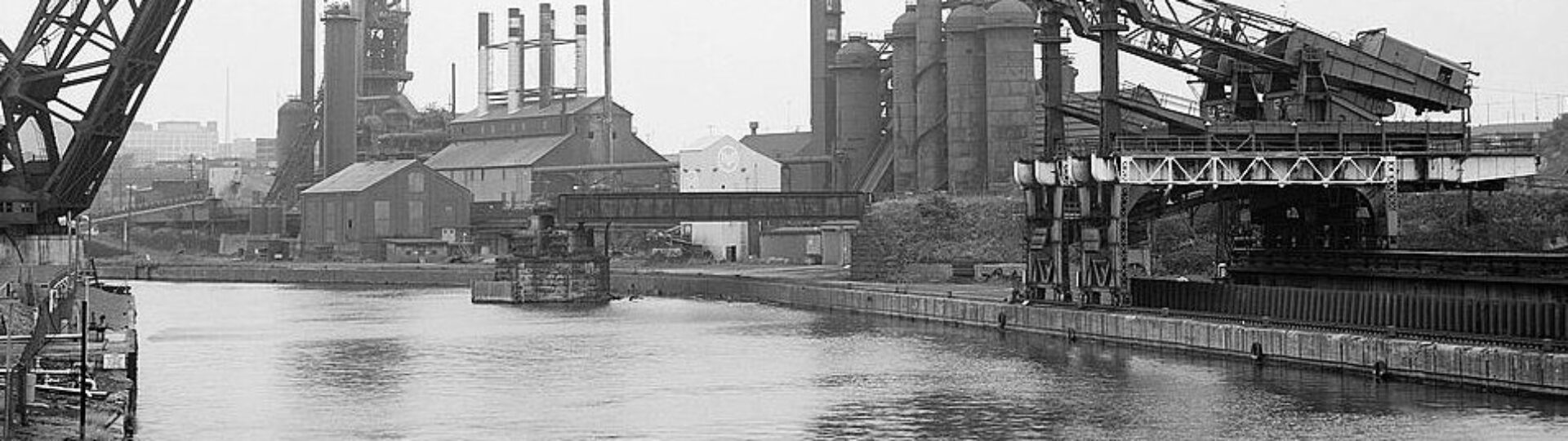 Factories on a river bank